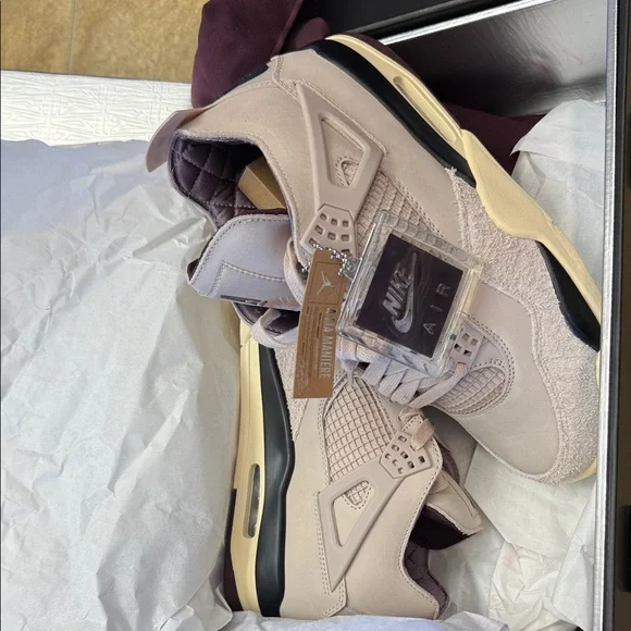 Jordan Men's Sneakers in Cream and Brown - Picture 2 of 4